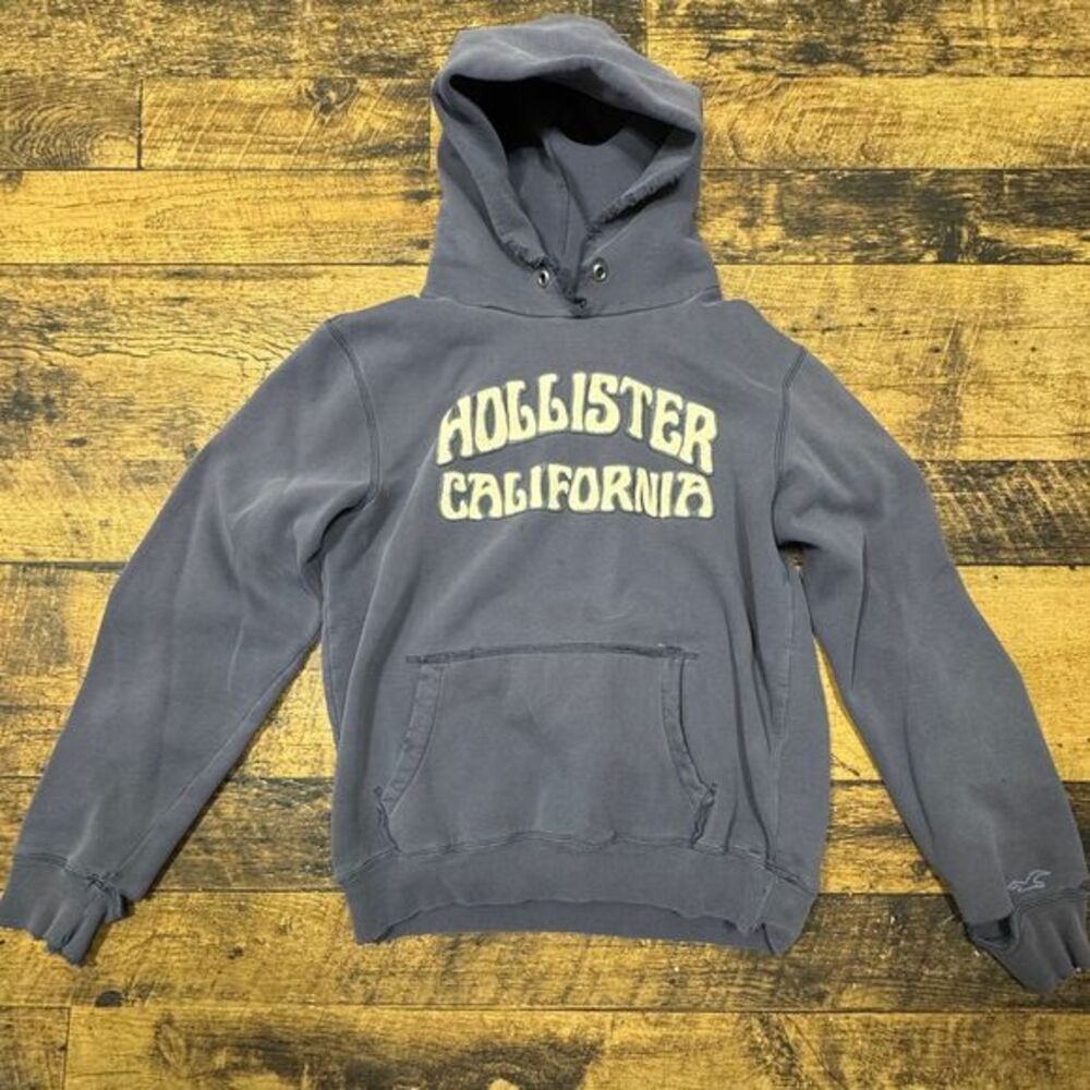 Hollister California Gray Cotton Blend Pullover Hoodie Sweatshirt Size M y2k